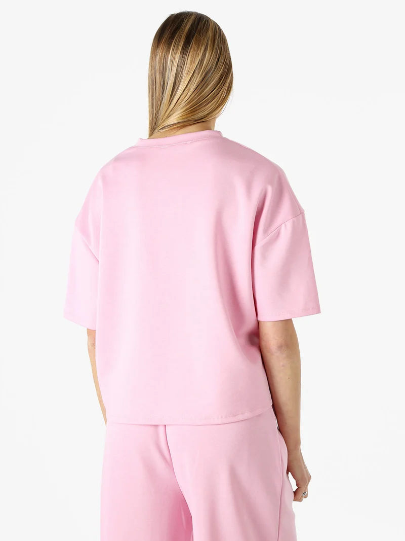 T-shirt donna oversize in felpa - rosa