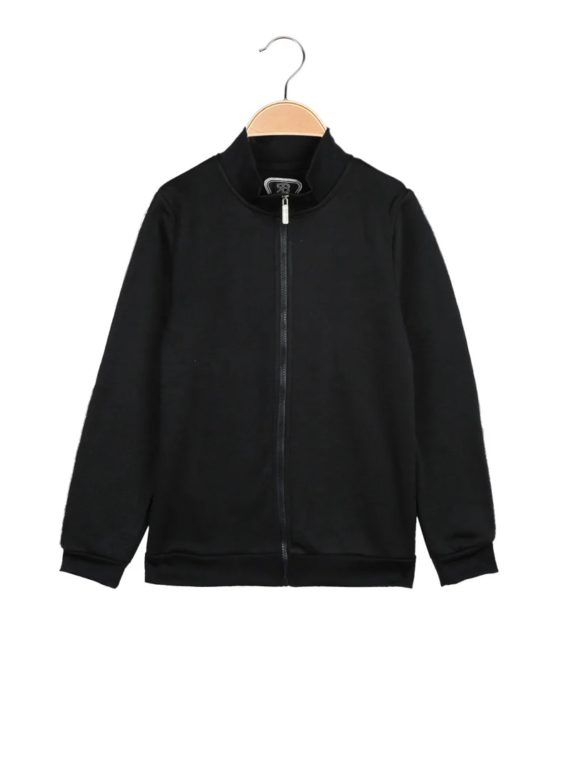 Felpa pesante da ragazza con zip - nero