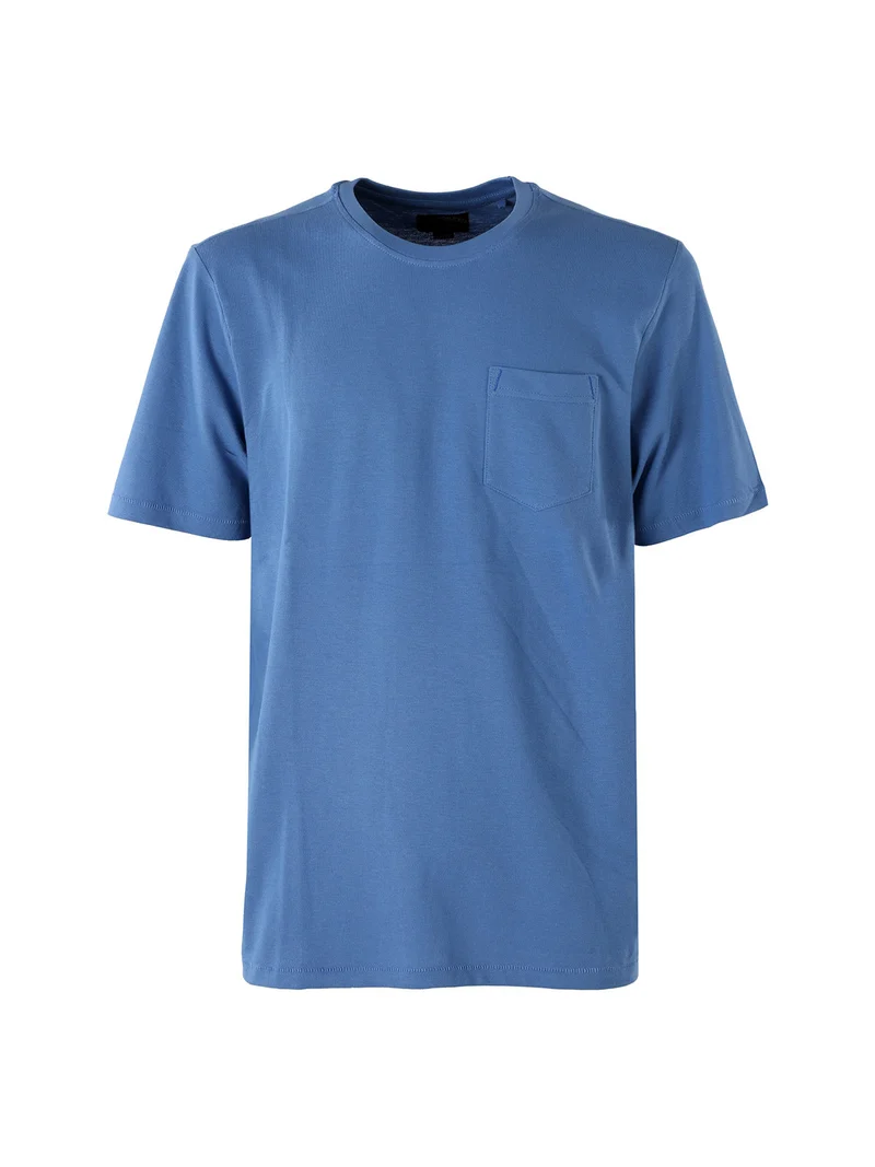 T-shirt in cotone da uomo con taschino frontale - blu