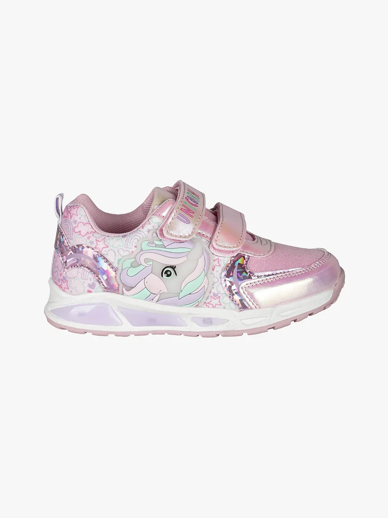 Sneakers da bambina con luci e chiusura a strappo - rosa