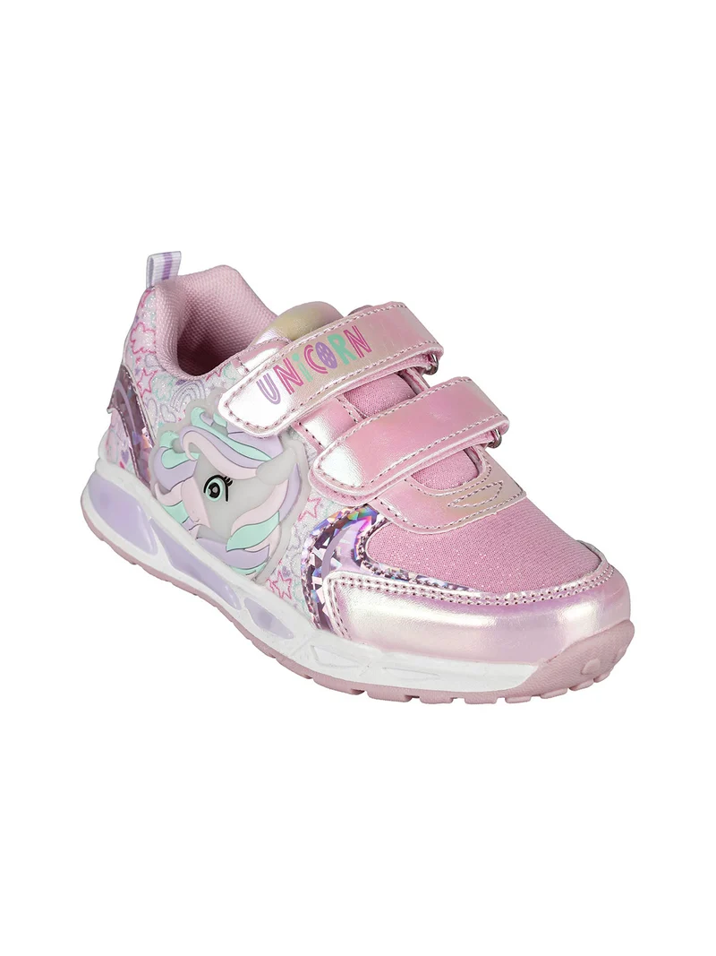 Sneakers da bambina con luci e chiusura a strappo - rosa
