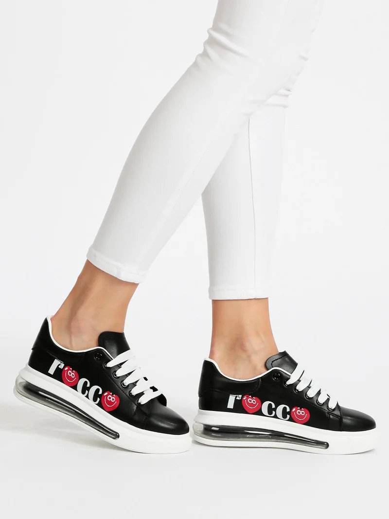 Sneakers donna con stampa - nero