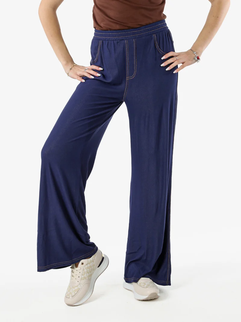 Jeggings donna a gamba larga con finale ampio - blu