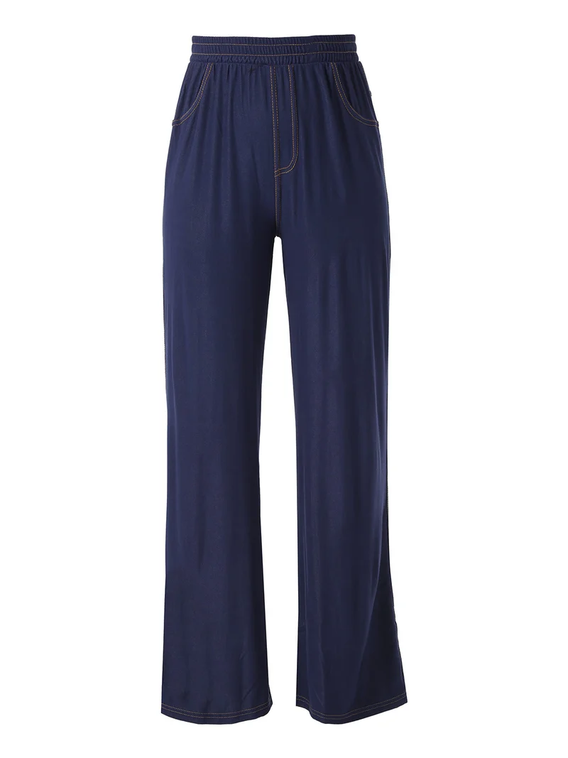Jeggings donna a gamba larga con finale ampio - blu