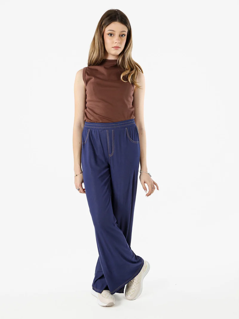 Jeggings donna a gamba larga con finale ampio - blu