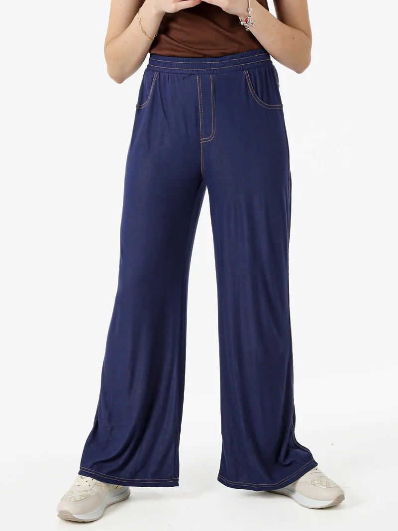 Jeggings donna a gamba larga con finale ampio - blu