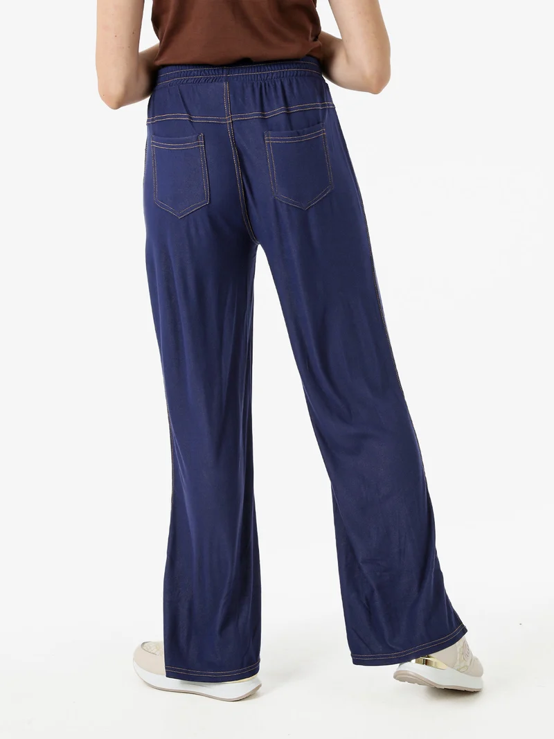 Jeggings donna a gamba larga con finale ampio - blu
