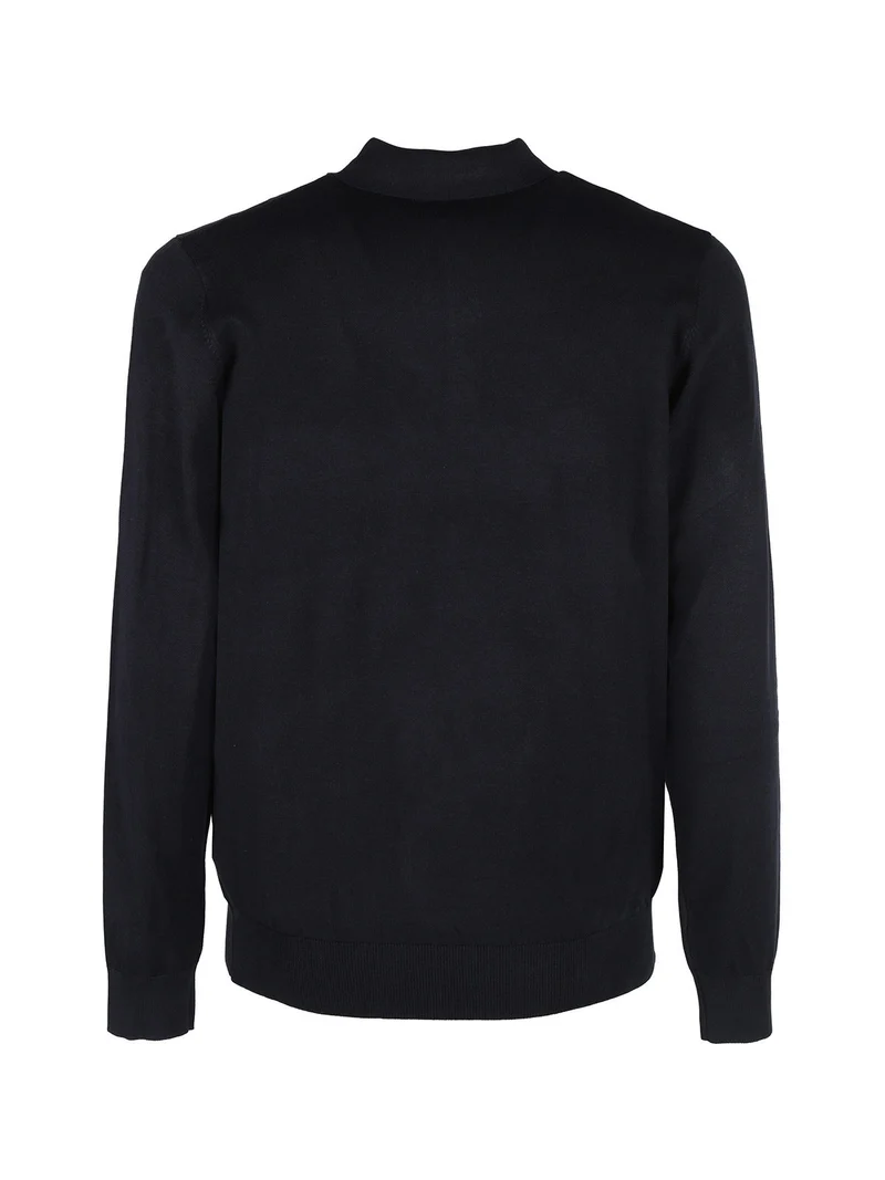 Polo da uomo in maglia a maniche lunghe - blu scuro