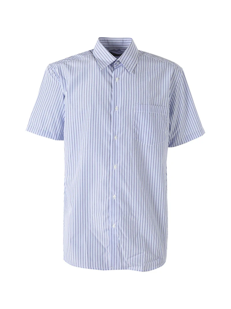 Camicia da uomo rigata a maniche corte con taschino - cielo