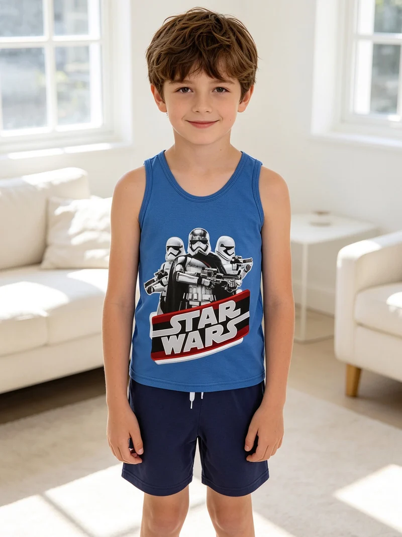Completo corto bambino con canotta - blu
