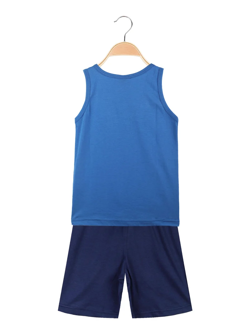 Completo corto bambino con canotta - blu