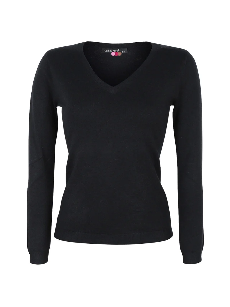 Pullover da donna scollo a V - nero