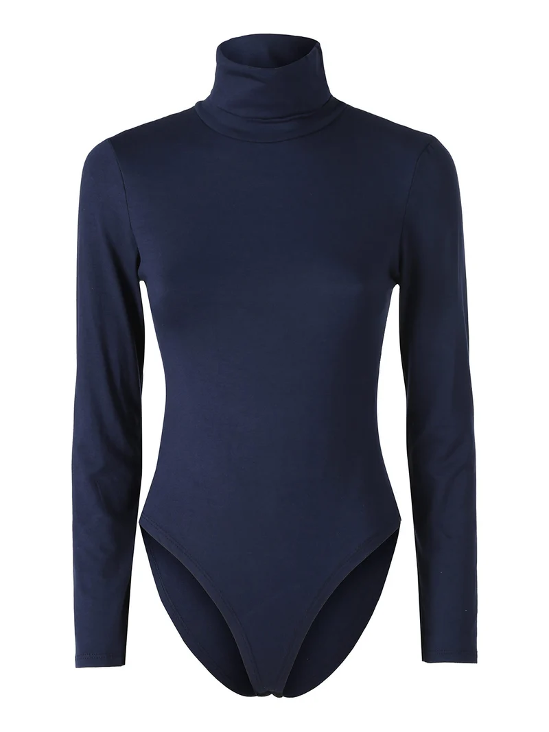 Body dolcevita da donna a maniche lunghe - blu scuro