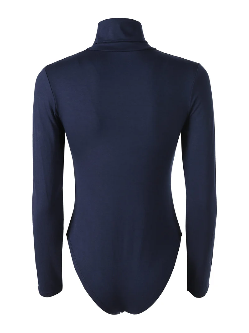 Body dolcevita da donna a maniche lunghe - blu scuro