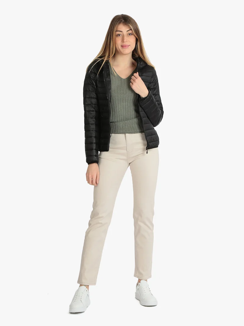 Piumino donna leggero con cappuccio - nero