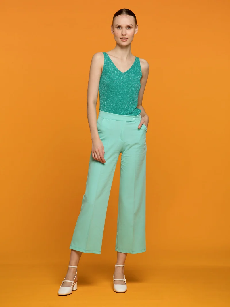 Pantaloni donna a palazzo - acqua marina