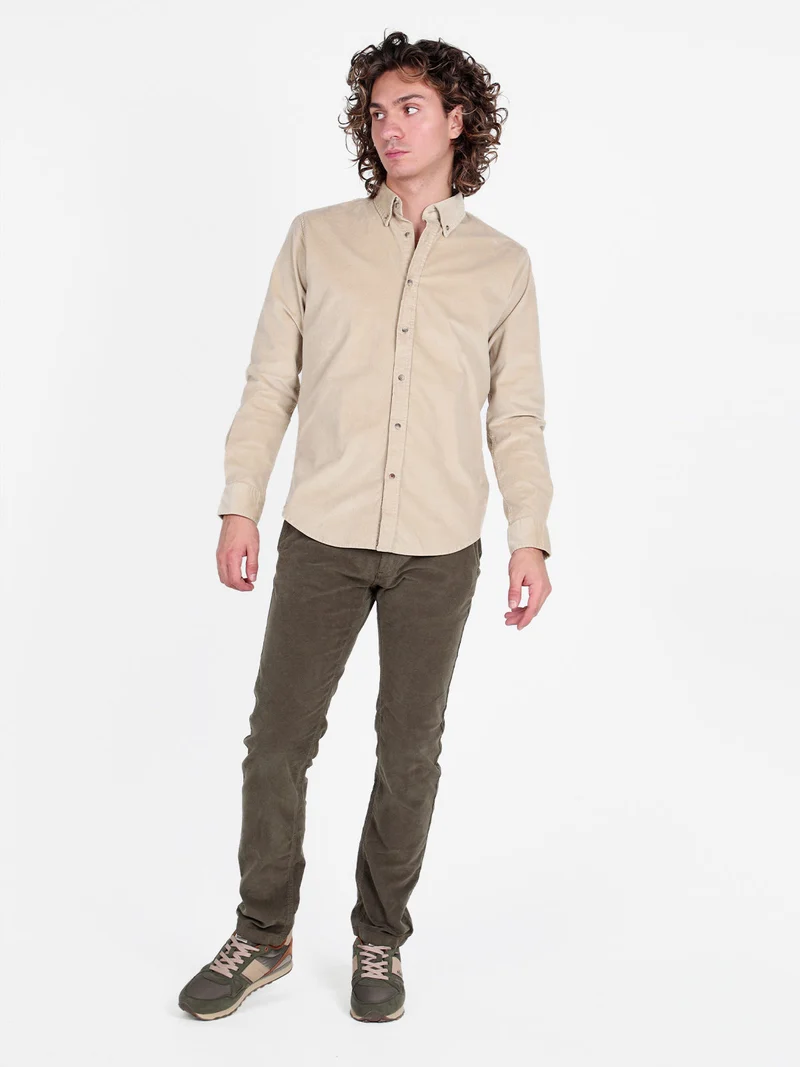 Pantaloni da uomo in velluto slim fit - militare