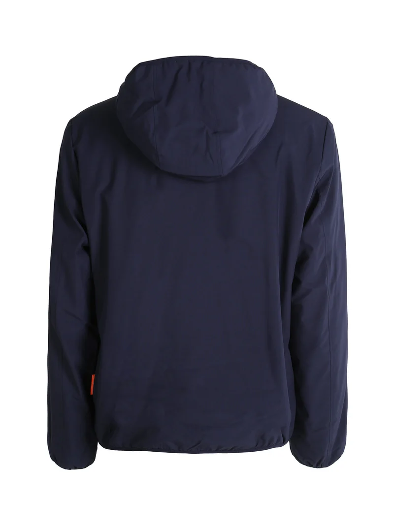 Giubbotto impermeabile da uomo con cappuccio e zip - blu scuro