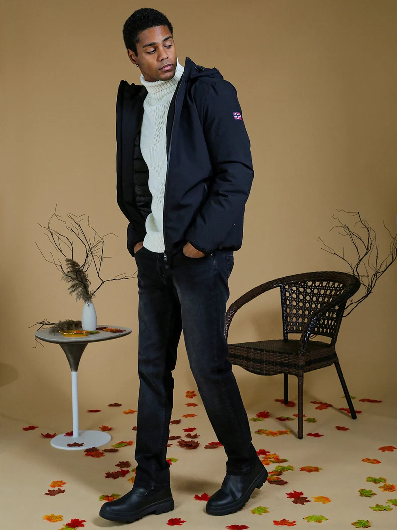 Jeans da uomo slim fit a vita bassa- nero