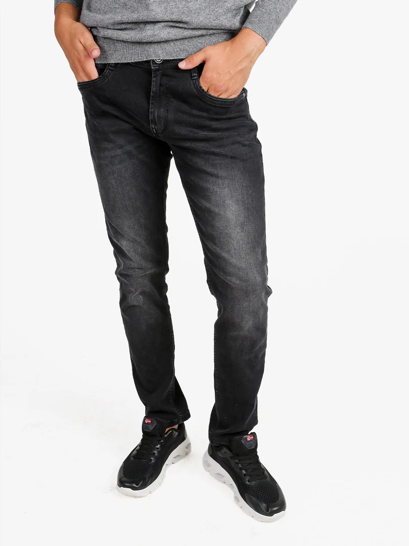 Jeans da uomo slim fit a vita bassa- nero