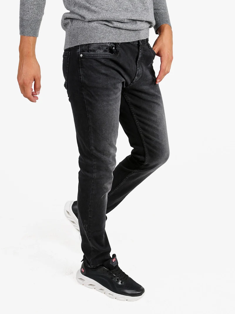 Jeans da uomo slim fit a vita bassa- nero