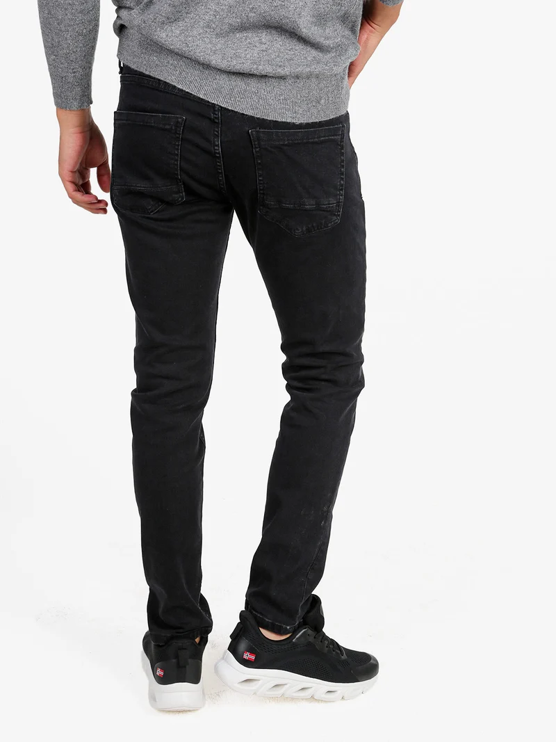 Jeans da uomo slim fit a vita bassa- nero