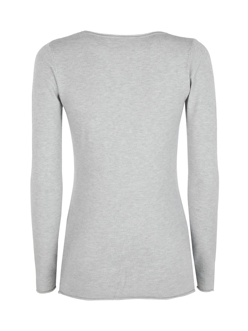 Pullover girocollo da donna in maglia - grigio
