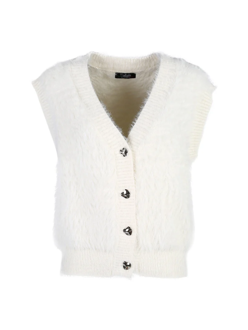 Gilet donna peloso - panna