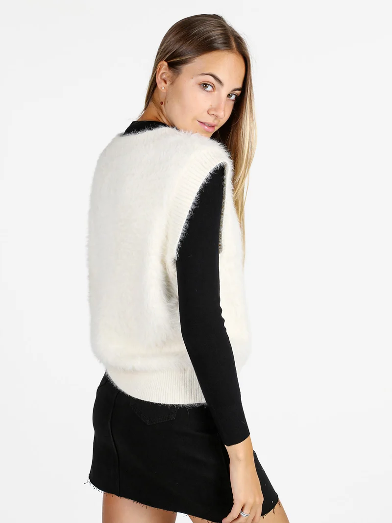 Gilet donna peloso - panna
