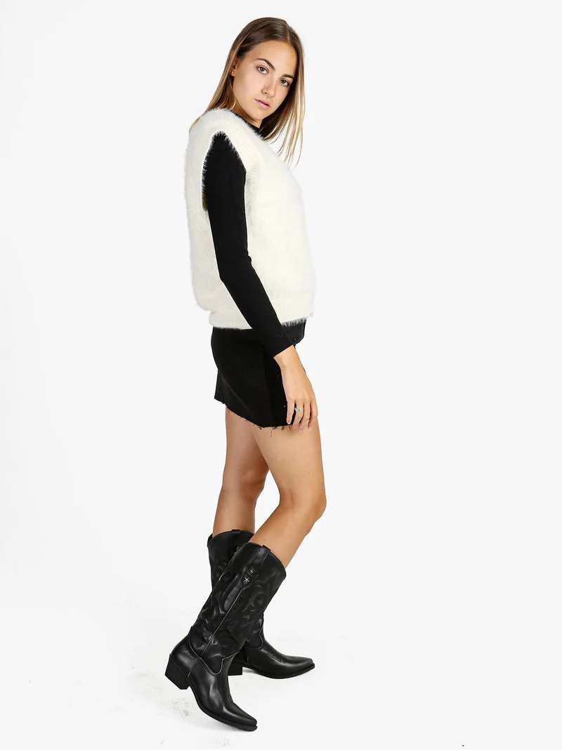 Gilet donna peloso - panna