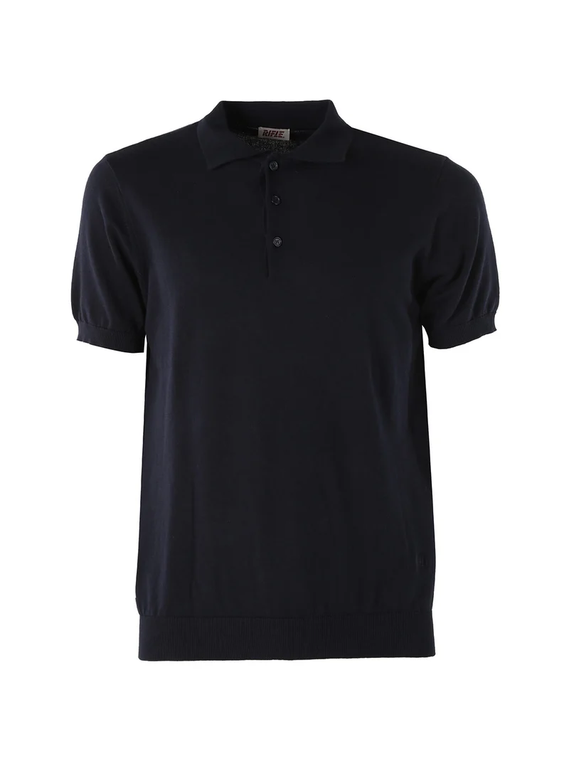 Polo da uomo in cotone a maniche corte - blu scuro