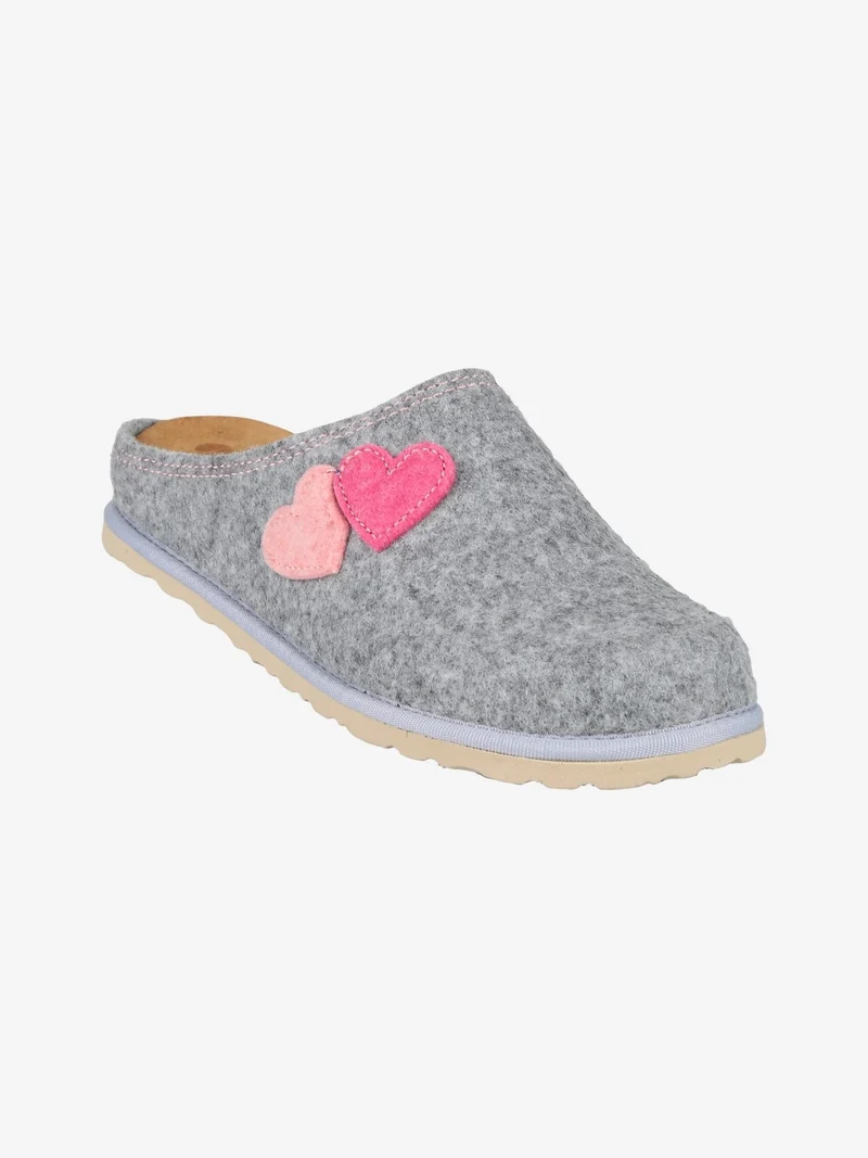 Pantofole donna cuori in feltro - grigio