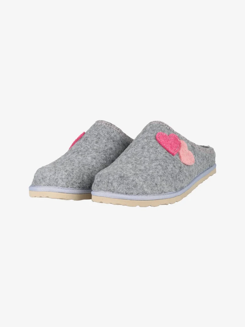 Pantofole donna cuori in feltro - grigio
