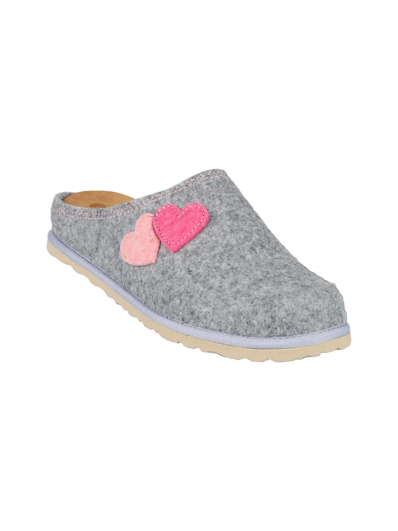 Pantofole donna cuori in feltro - grigio