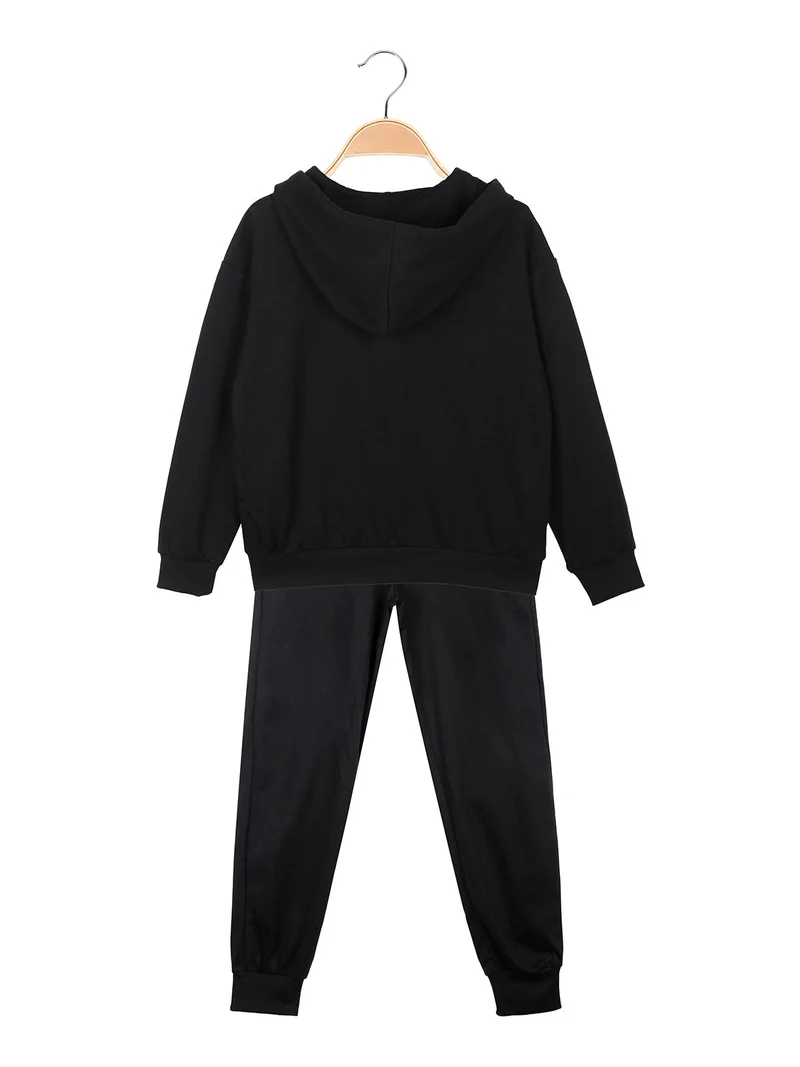 Completo da ragazza 3 pezzi con strass - nero