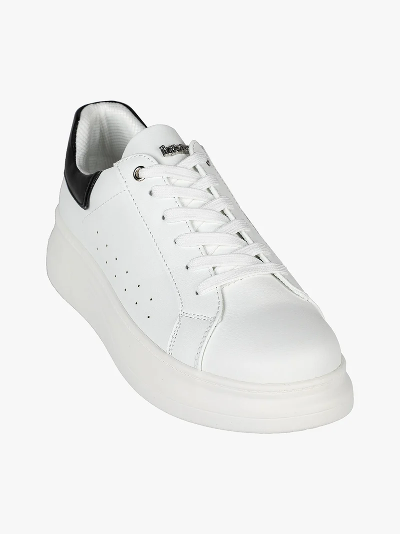 Sneakers donna stringate con platform - bianco