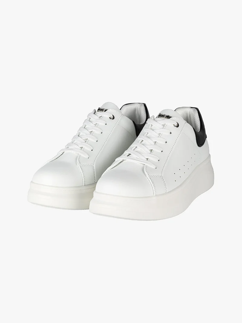 Sneakers donna stringate con platform - bianco
