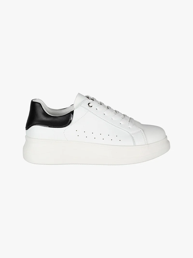 Sneakers donna stringate con platform - bianco
