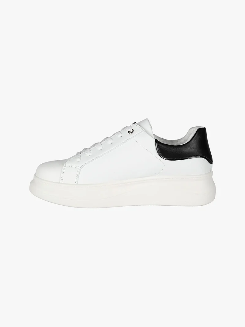 Sneakers donna stringate con platform - bianco