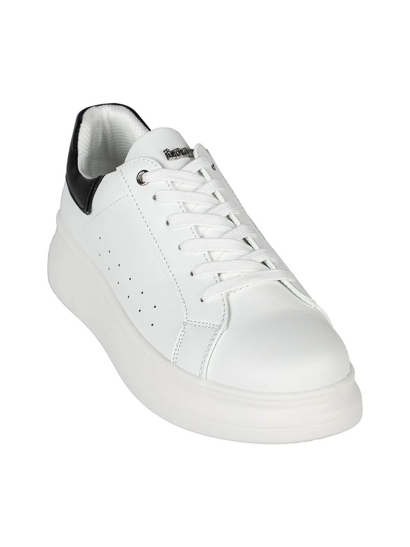 Sneakers donna stringate con platform - bianco