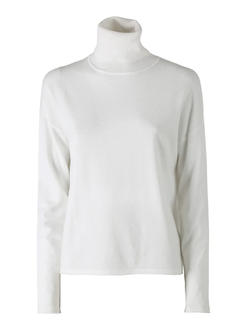 Maglia dolcevita da donna tinta unita - bianco