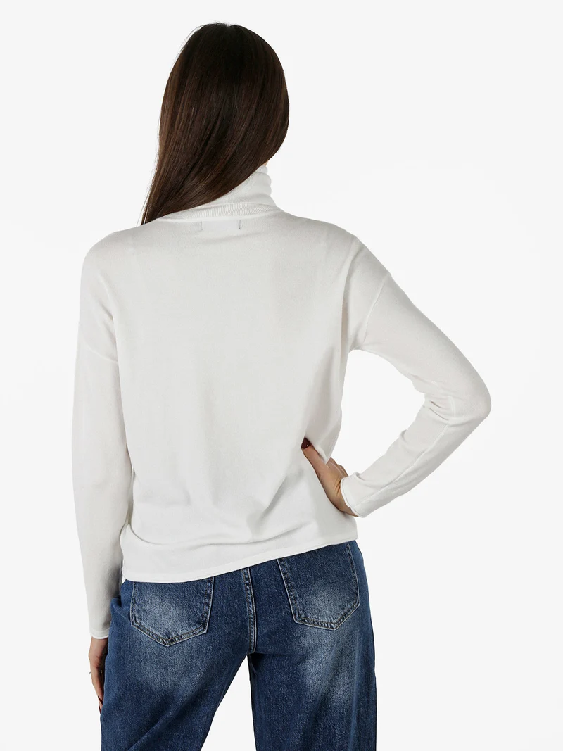 Maglia dolcevita da donna tinta unita - bianco