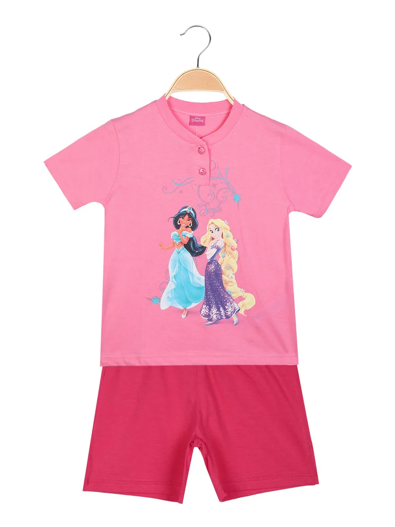 Completo corto da bambina in cotone - rosa