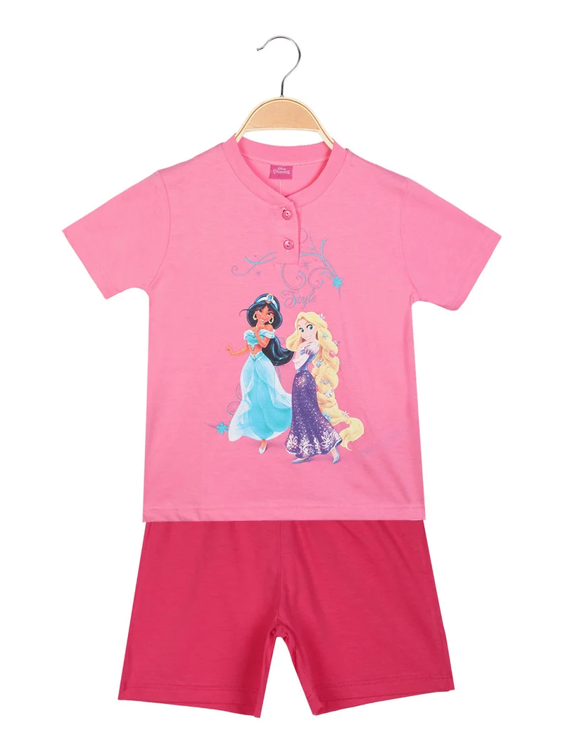 Completo corto da bambina in cotone - rosa