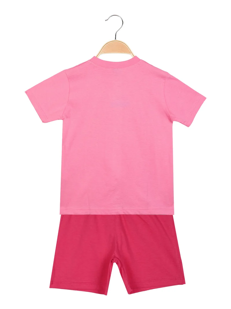 Completo corto da bambina in cotone - rosa