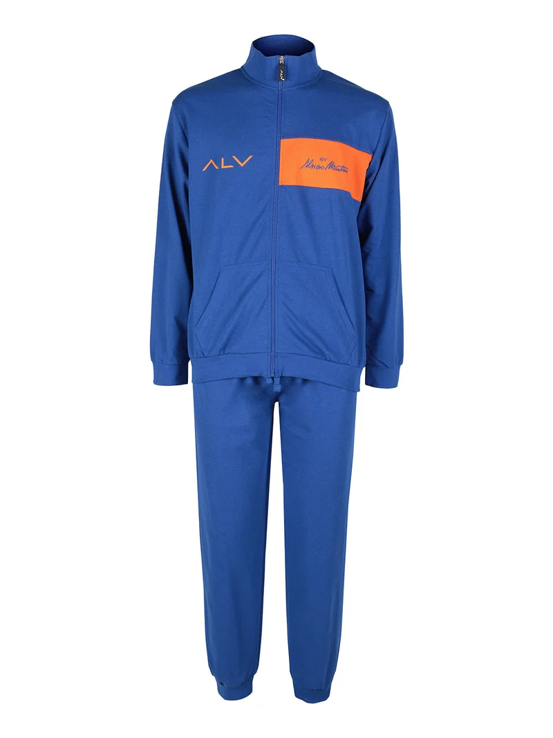 Tuta da uomo 2 pezzi in misto cotone con zip intera - blu