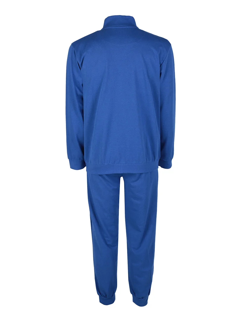 Tuta da uomo 2 pezzi in misto cotone con zip intera - blu