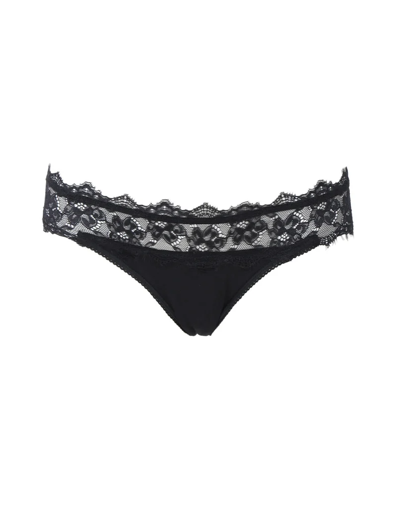 Completo intimo con top e slip in pizzo - nero