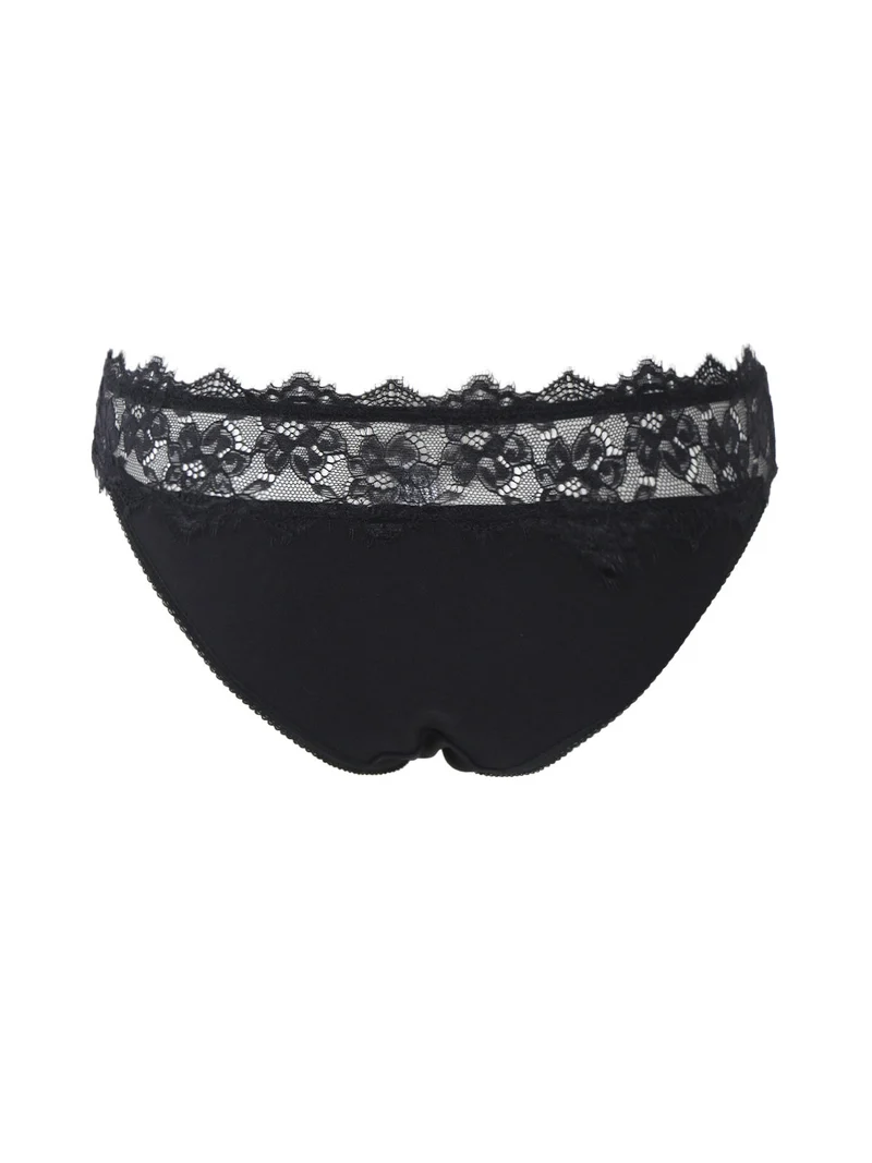 Completo intimo con top e slip in pizzo - nero