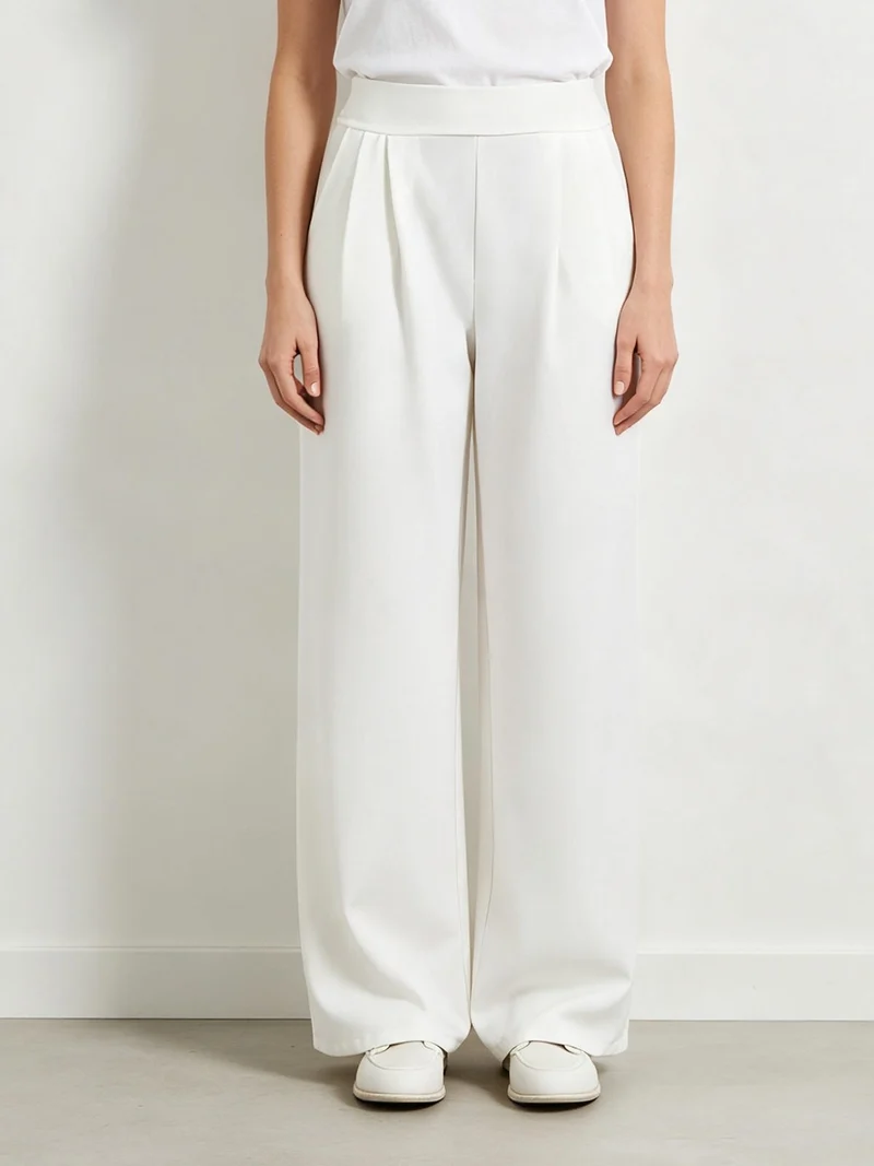Pantaloni casual da donna a gamba larga - bianco